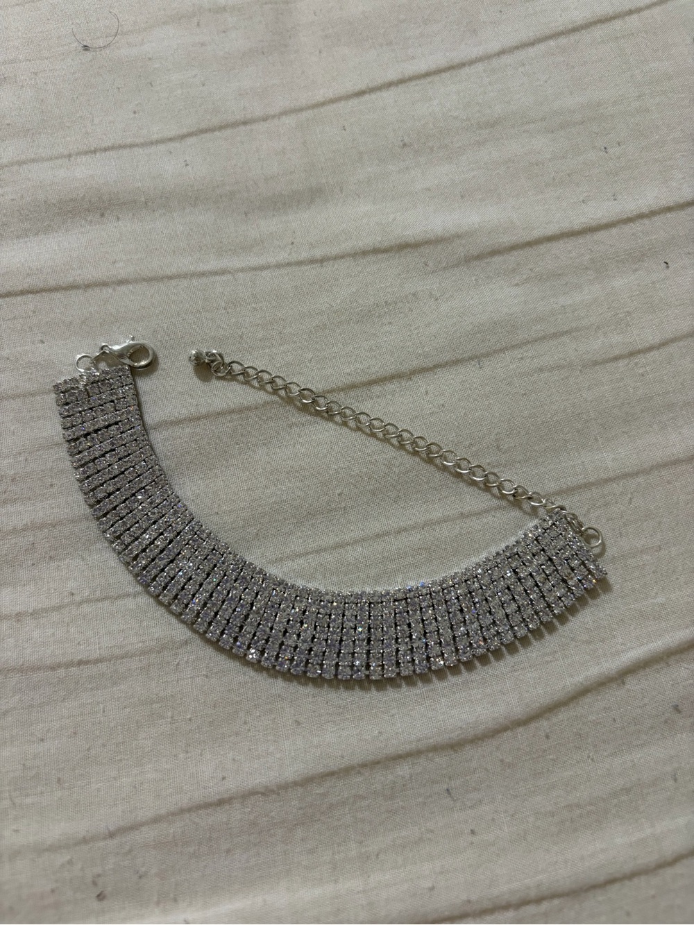 Amazon Silver Crystal Rhinestone Multi-Row Bracelet - Picture 2 of 2